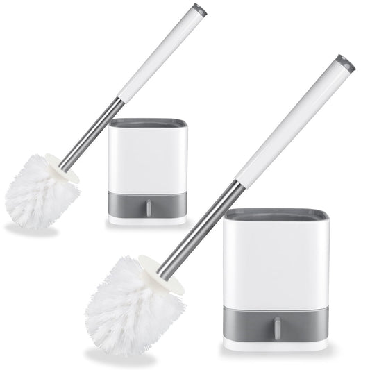 Toilet Brush and Holder Set, 2 Pack, Wall-Mount or Free-Standing Caddy