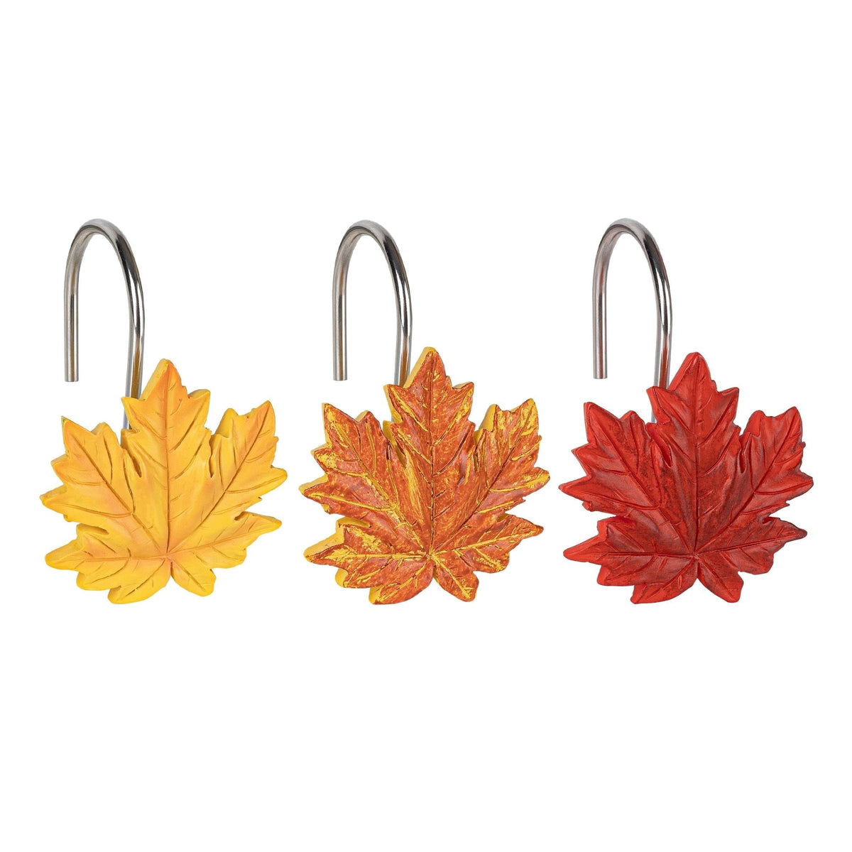 Decorative Autumn Shower Curtain Hooks, Set of 12 Resin Rings, Orange Red - Image 5