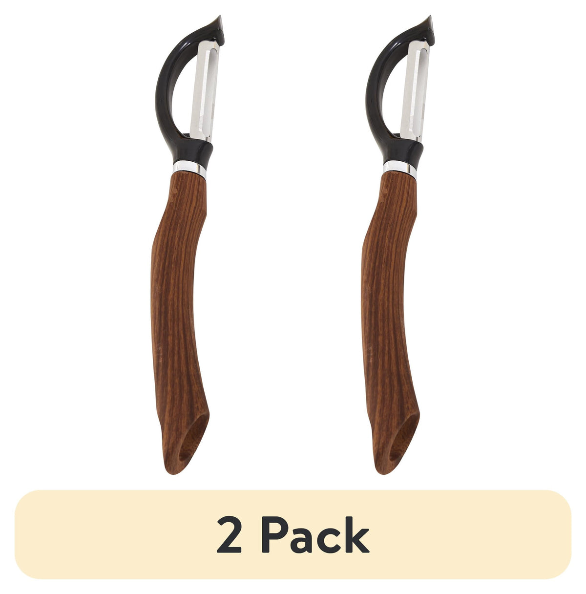 Swivel Vegetable Peeler with Wood-Look Handle, 8 Inch, Stainless Steel, 2 Pack - Image 2
