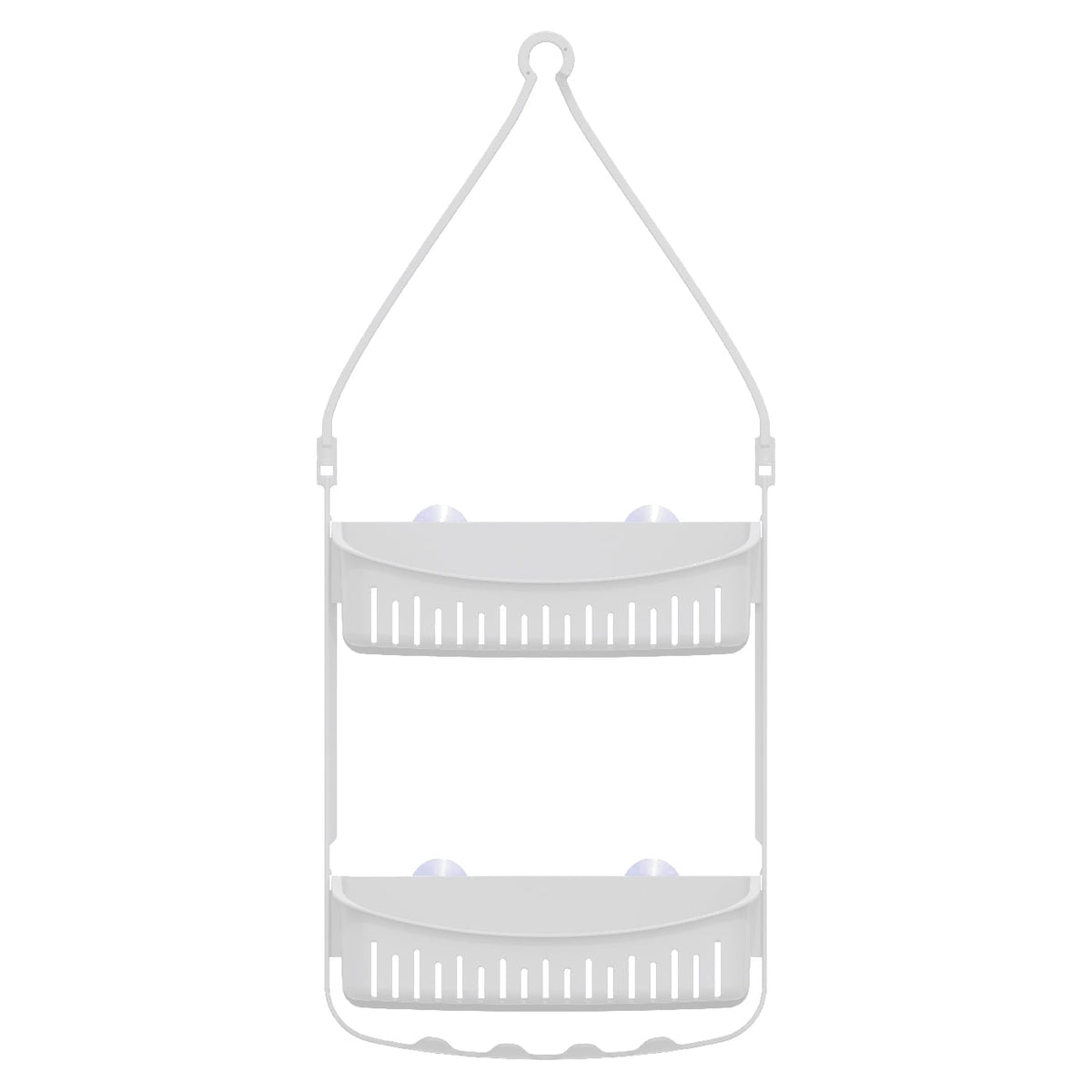 Two-Tier Hanging Shower Caddy with Deep Basket, Razor Holder and Hooks
