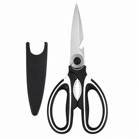 Heavy-Duty Kitchen Shears with Blade Cover, Stainless Steel, Bottle Opener in Handle