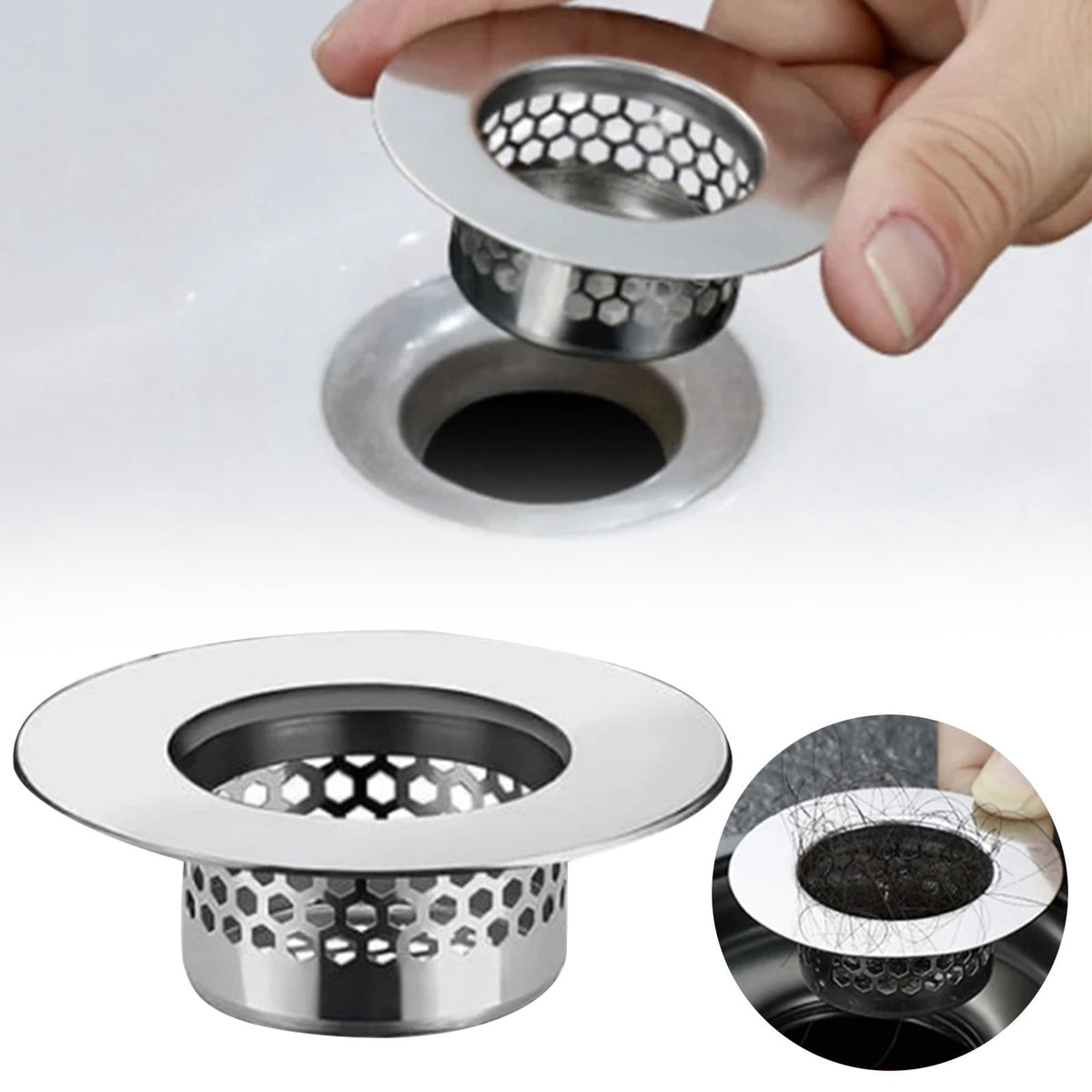Stainless Steel Bathroom Sink Strainer and Hair Catcher, 1.97 Inch, 1 Pack - Image 2