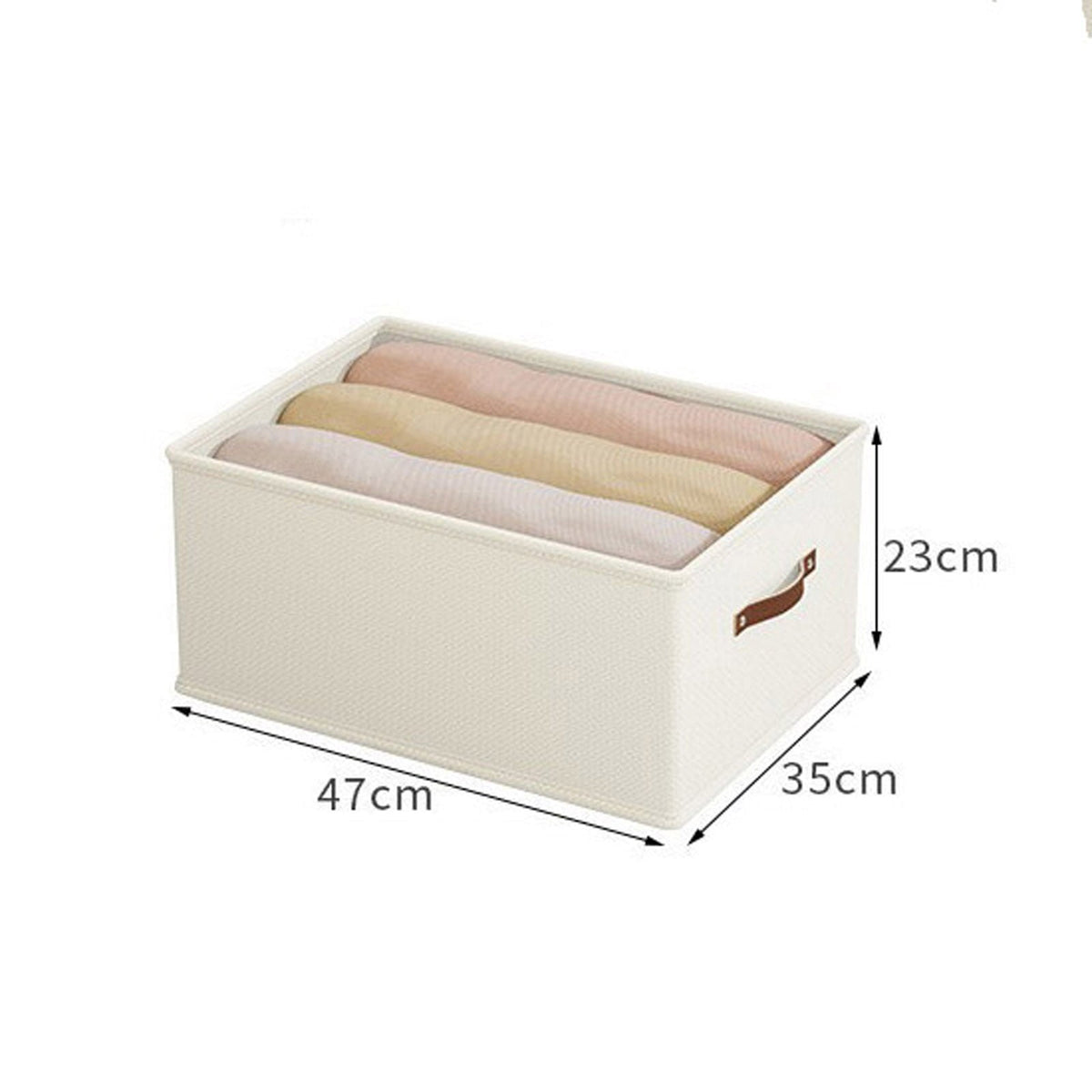 Foldable Fabric Storage Bin with Reinforced Board, Open Top, Washable, White - Image 3