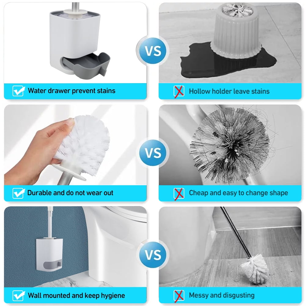 Toilet Brush and Holder Set, 2 Pack, Wall-Mount or Free-Standing Caddy - Image 5