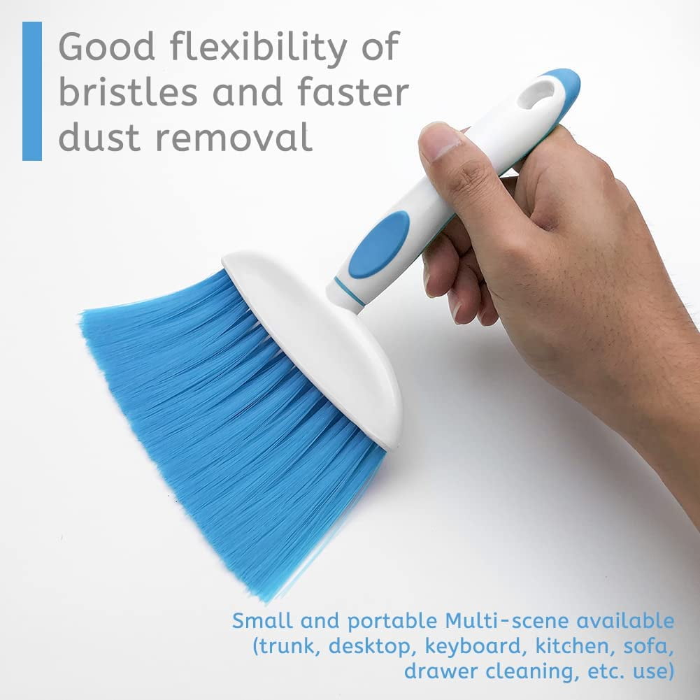 Mini Broom and Dustpan Set for Desks, Counters and Pet Areas, Blue, 2 Pieces - Image 3
