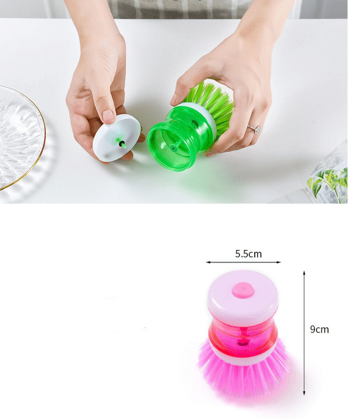 Soap-Dispensing Palm Brush for Dishes, Pots and Pans, Pack of 2 - Image 5