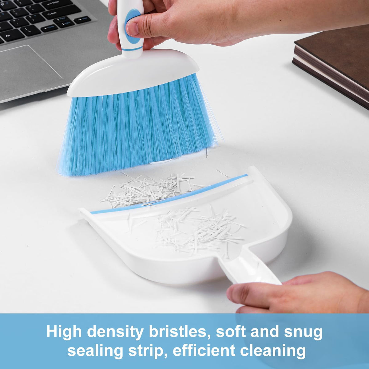 Mini Broom and Dustpan Set for Desks, Counters and Pet Areas, Blue, 2 Pieces - Image 6