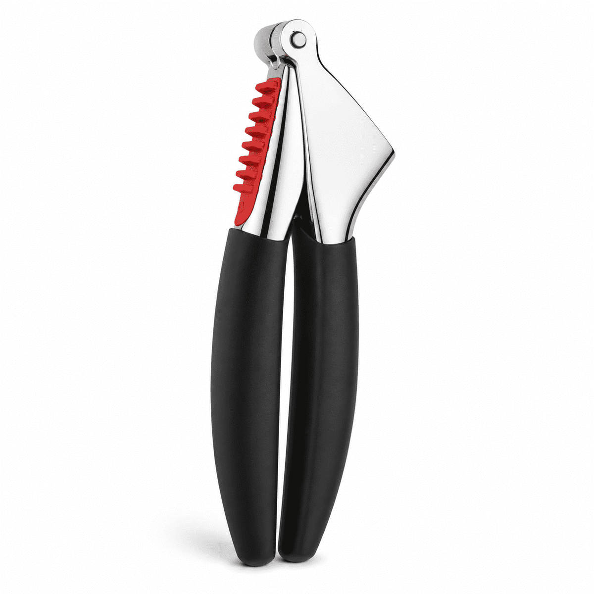 Heavy-Duty Garlic Press, Die-Cast Zinc with Large Chamber and Soft Grips, Black