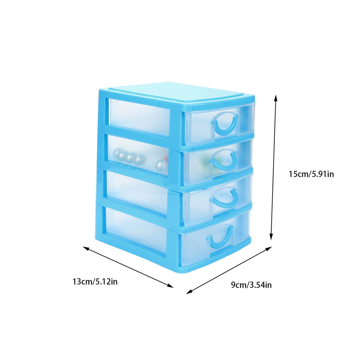Mini Stackable Plastic Drawer Organizer with Sliding Drawer, 5.1 x 3.5 x 5.9 Inches, Sky Blue - Image 3