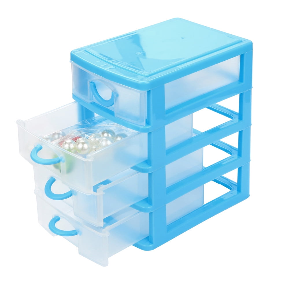 Mini Stackable Plastic Drawer Organizer with Sliding Drawer, 5.1 x 3.5 x 5.9 Inches, Sky Blue - Image 4