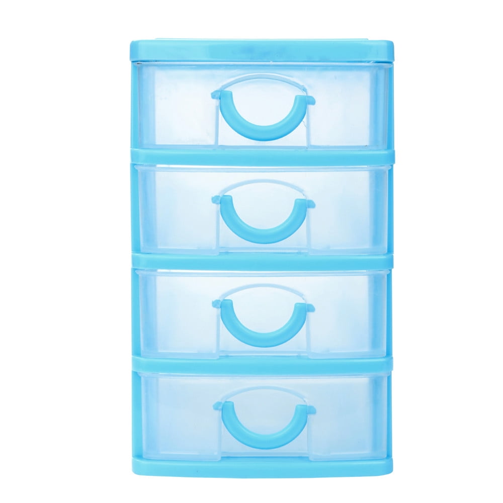 Mini Stackable Plastic Drawer Organizer with Sliding Drawer, 5.1 x 3.5 x 5.9 Inches, Sky Blue