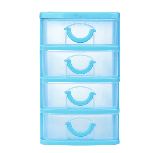 Mini Stackable Plastic Drawer Organizer with Sliding Drawer, 5.1 x 3.5 x 5.9 Inches, Sky Blue