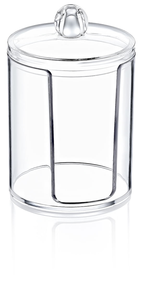 Clear Bathroom Canisters with Lids, Set of 3, Cotton Pad and Swab Holders