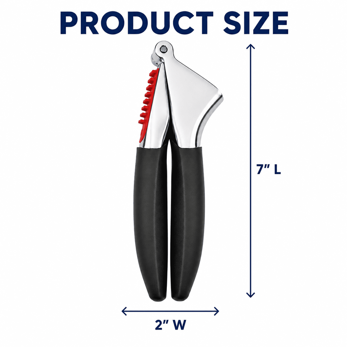 Heavy-Duty Garlic Press, Die-Cast Zinc with Large Chamber and Soft Grips, Black - Image 2