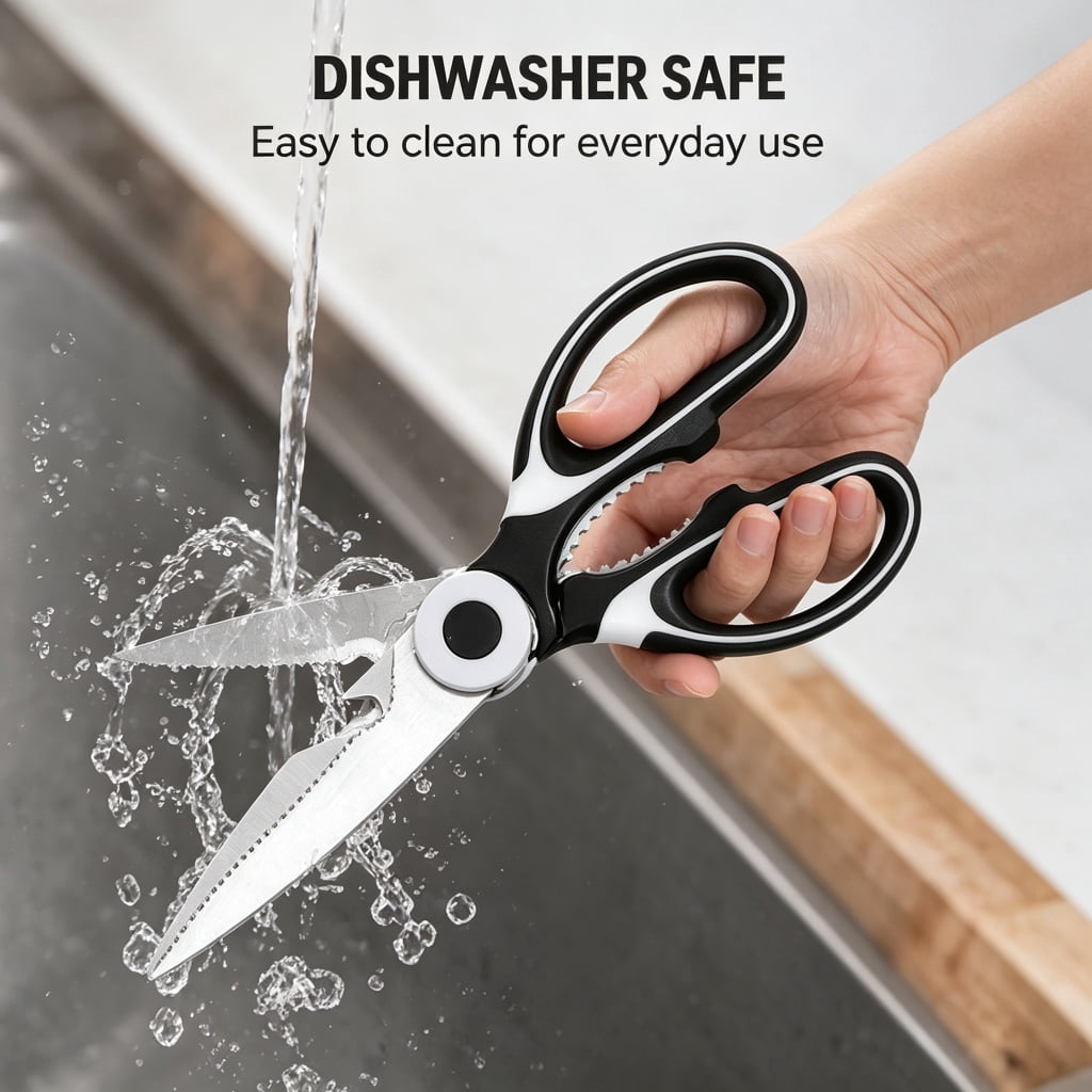 Heavy-Duty Kitchen Shears with Blade Cover, Stainless Steel, Bottle Opener in Handle - Image 6