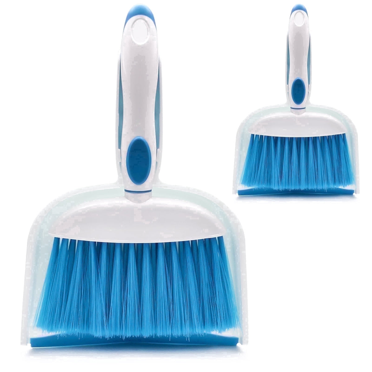 Mini Broom and Dustpan Set for Desks, Counters and Pet Areas, Blue, 2 Pieces