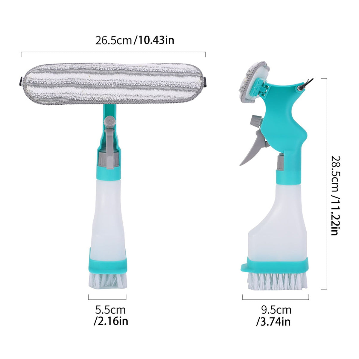 4-in-1 Window Cleaning Kit with Spray Bottle, Squeegee, Wiper and Scrub Head - Image 3