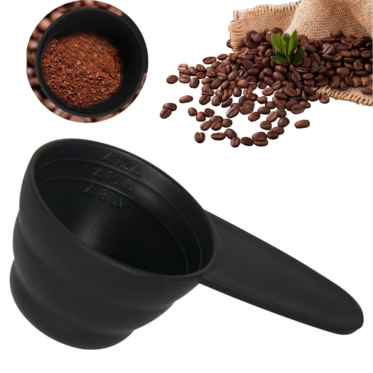Quarter-Cup Measuring Scoops with Short Handles, Set of 5, Black Plastic - Image 4