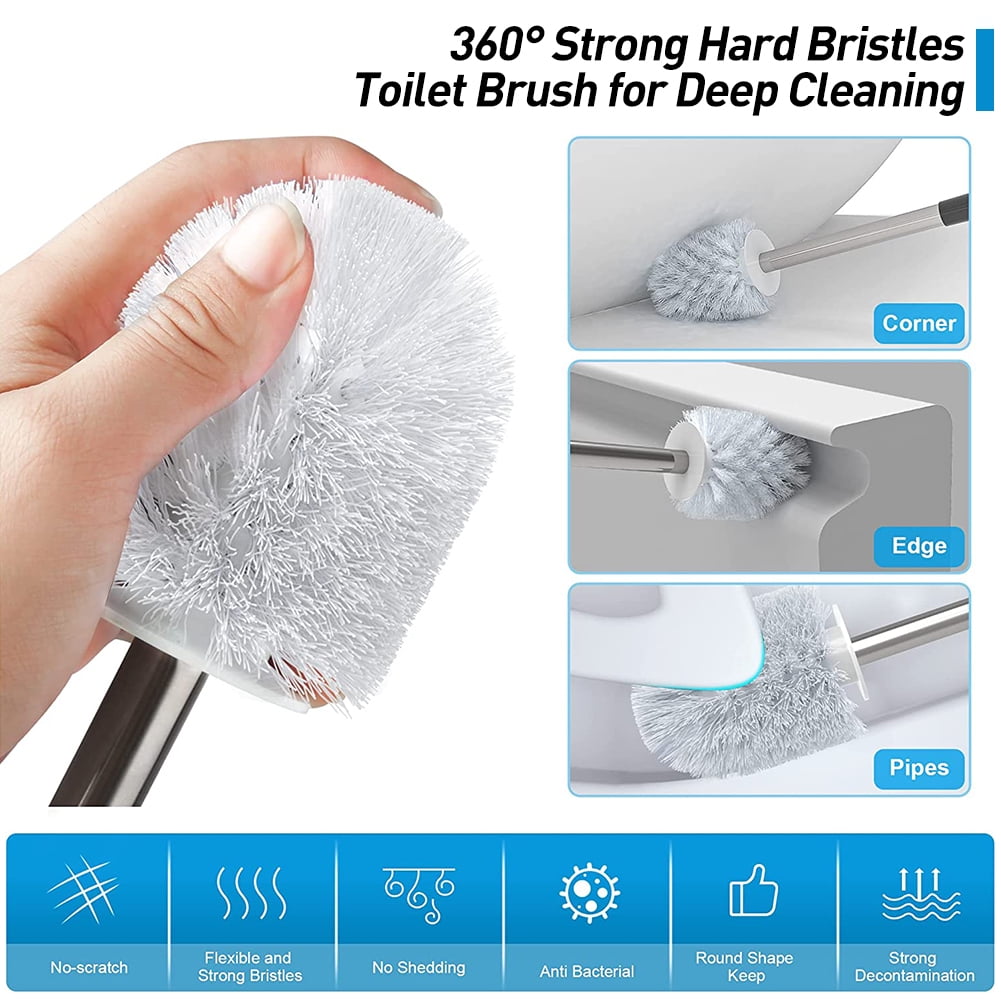 Toilet Brush and Holder Set, 2 Pack, Wall-Mount or Free-Standing Caddy - Image 3