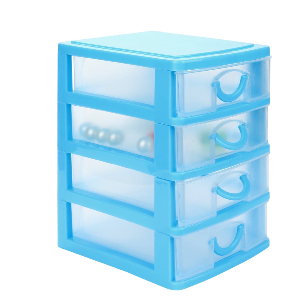 Mini Stackable Plastic Drawer Organizer with Sliding Drawer, 5.1 x 3.5 x 5.9 Inches, Sky Blue - Image 2