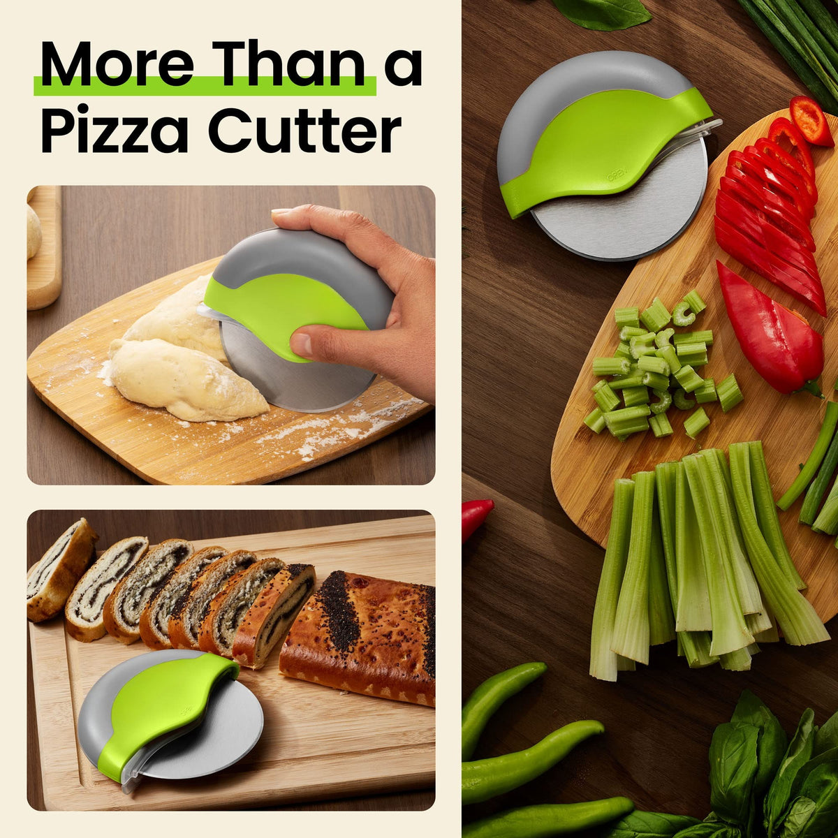 Pizza Cutter Wheel with Blade Guard, 4.5 Inch Stainless Steel, Non-Slip Handle - Image 3