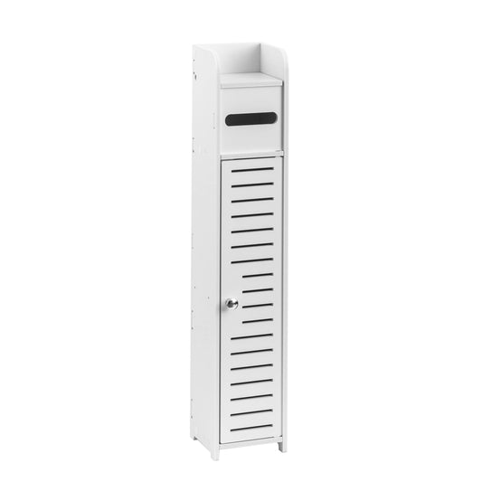 Slim Toilet Paper Storage Cabinet for Small Bathrooms, Waterproof, White