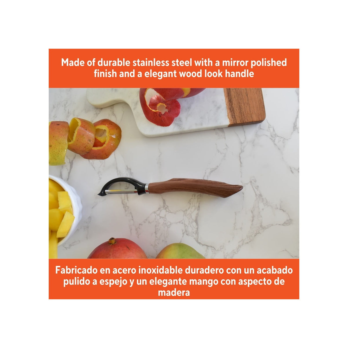 Swivel Vegetable Peeler with Wood-Look Handle, 8 Inch, Stainless Steel, 2 Pack - Image 5