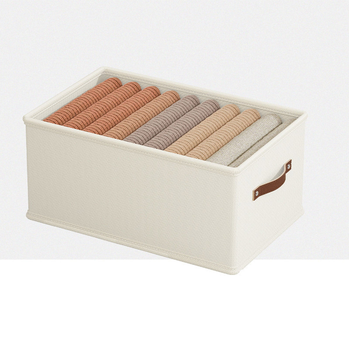 Foldable Fabric Storage Bin with Reinforced Board, Open Top, Washable, White - Image 5