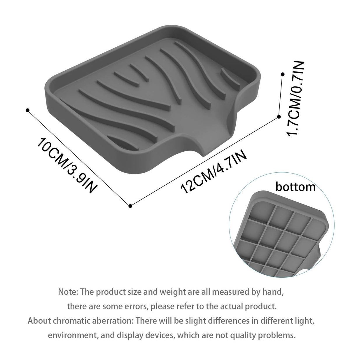 Self-Draining Silicone Soap Dish and Sponge Tray for Sink, 4.8 x 3.9 Inches - Image 4