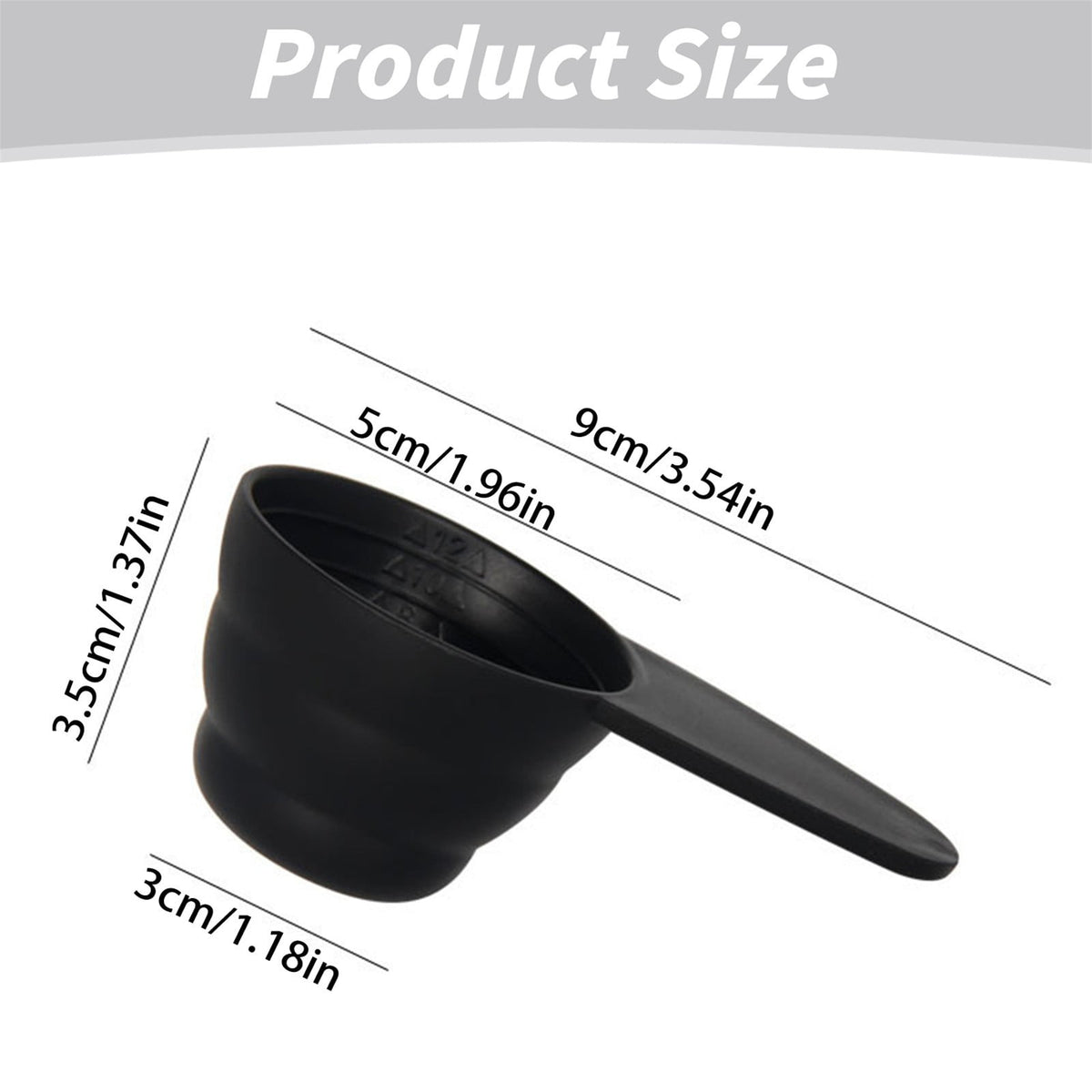 Quarter-Cup Measuring Scoops with Short Handles, Set of 5, Black Plastic - Image 3
