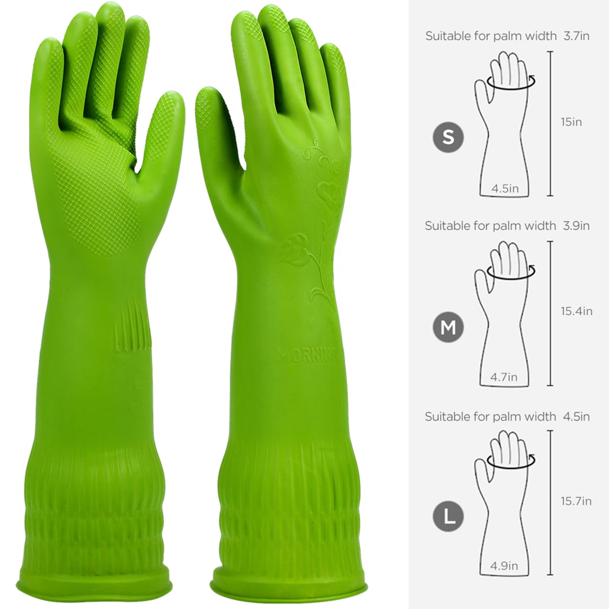 Reusable Rubber Dishwashing Gloves, 3 Pairs, Waterproof with Textured Grip, Medium - Image 2