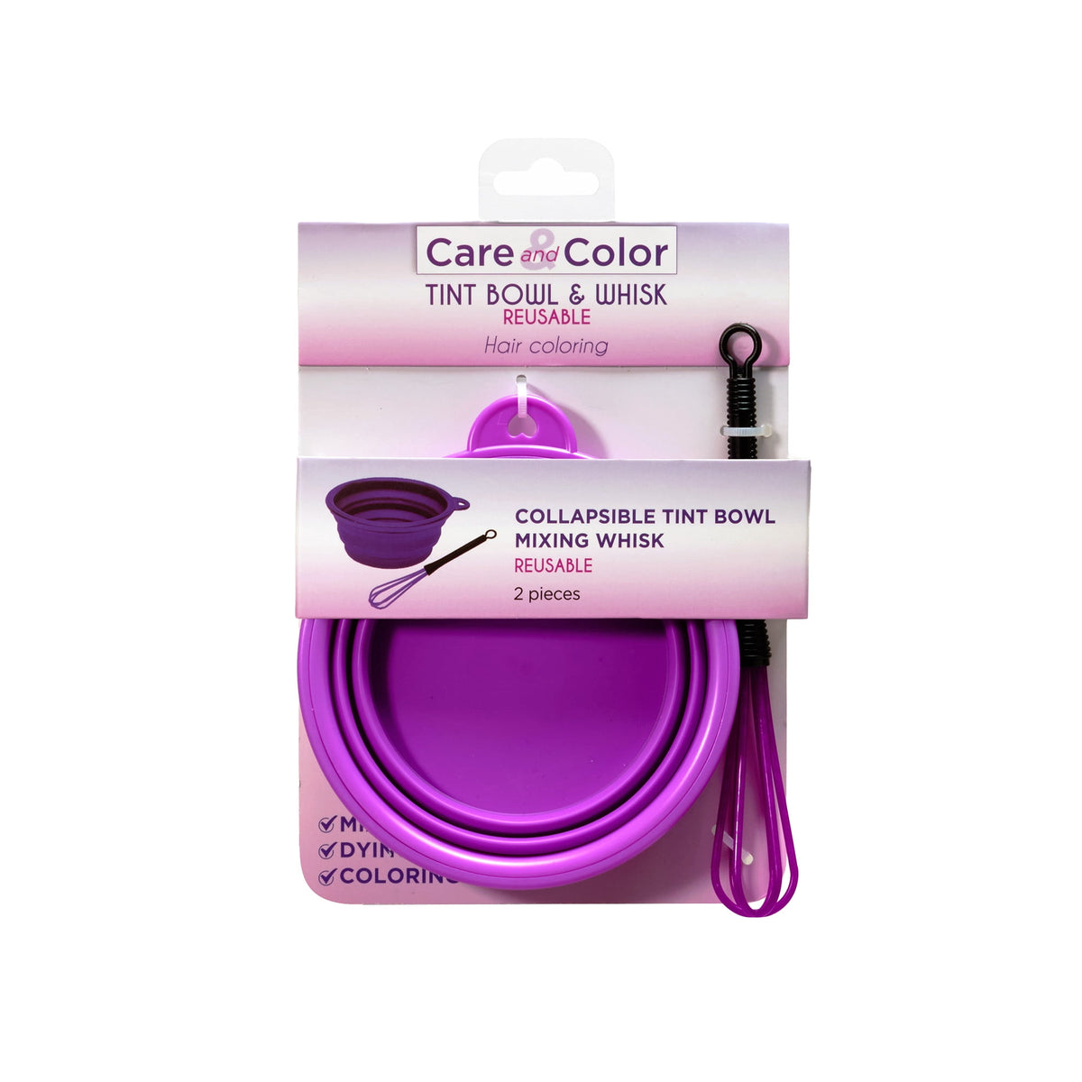 Collapsible Silicone Mixing Bowl and Whisk Set for Hair Colour and Treatments - Image 2