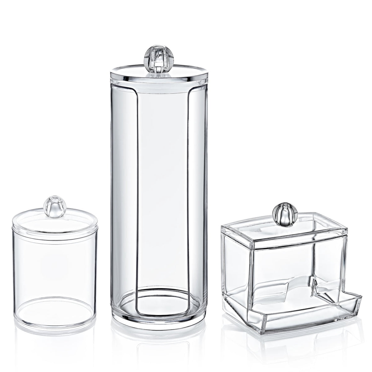 Clear Bathroom Canisters with Lids, Set of 3, Cotton Pad and Swab Holders - Image 3