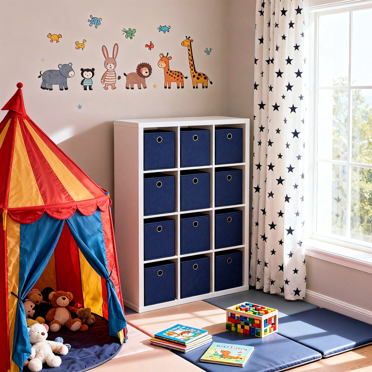 Collapsible Fabric Storage Cubes with Grommet Handles, 10.5 Inch, Navy Blue, 2 Pack - Image 5