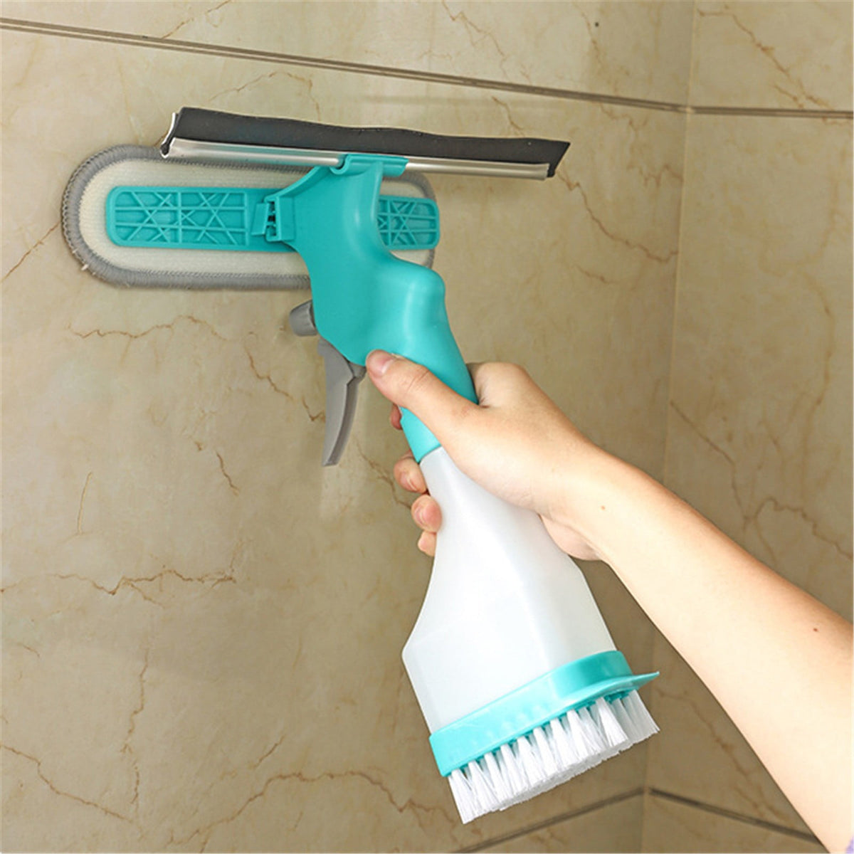 4-in-1 Window Cleaning Kit with Spray Bottle, Squeegee, Wiper and Scrub Head - Image 5