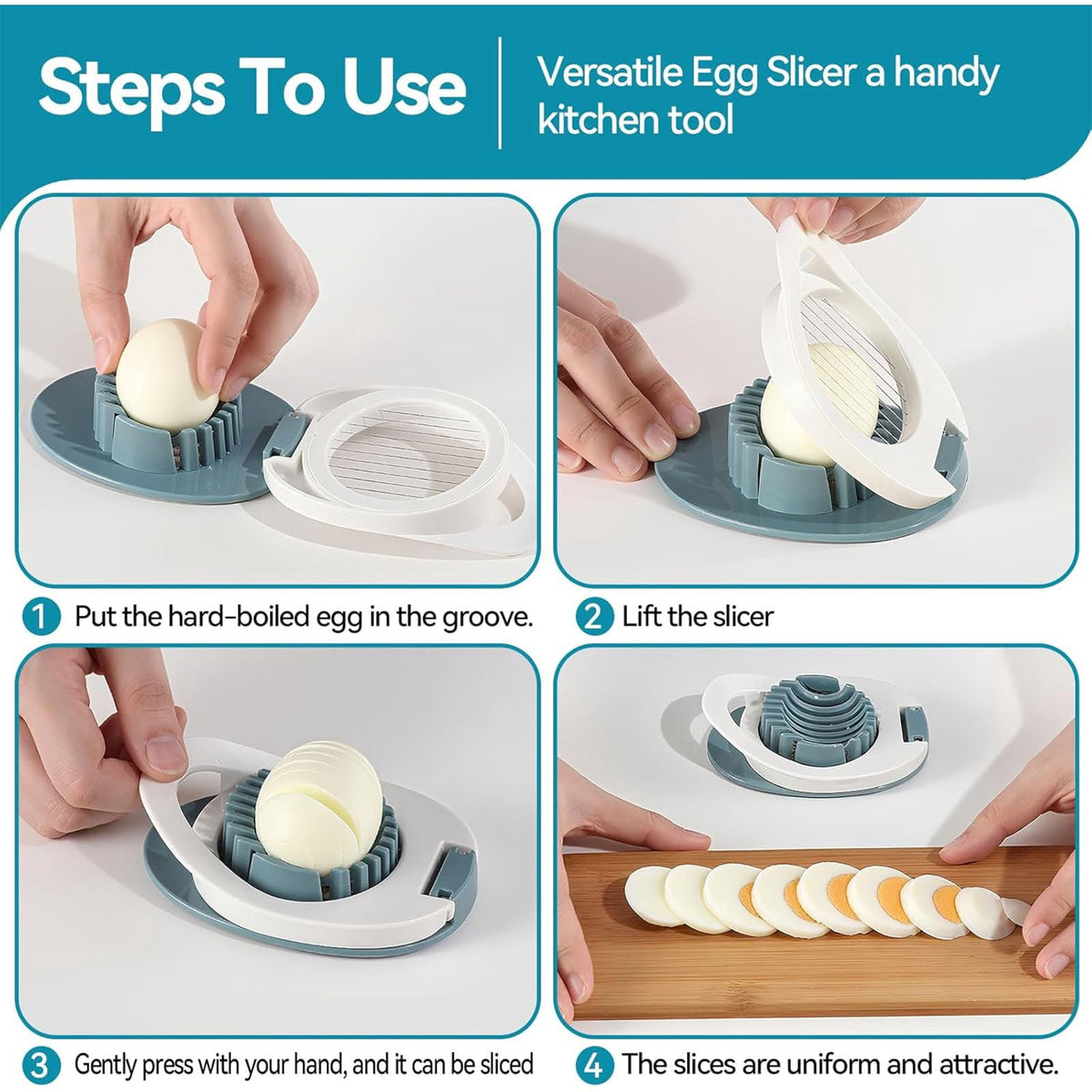 Egg Slicer and Dicer with Stainless Steel Wires, Grey - Image 6