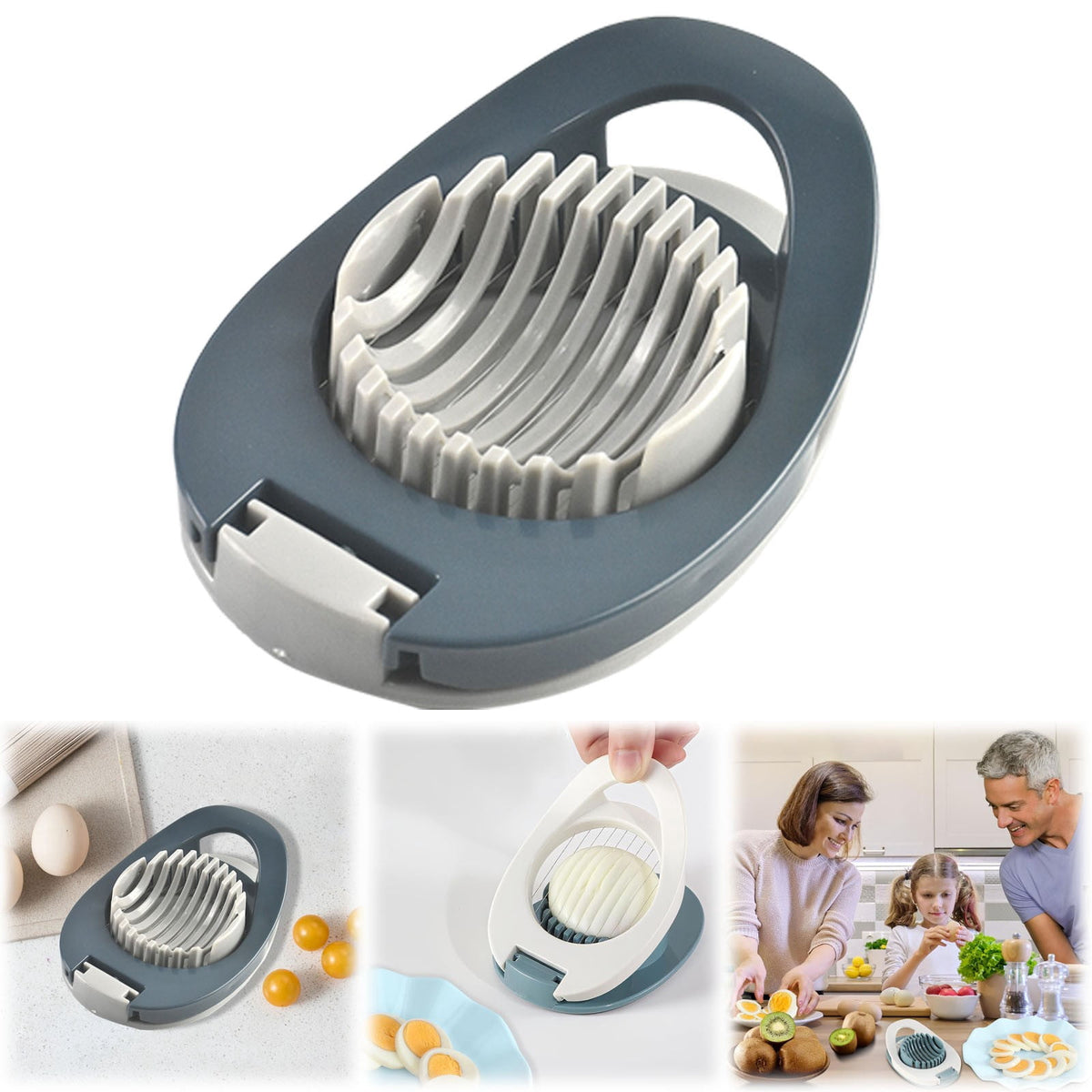 Egg Slicer and Dicer with Stainless Steel Wires, Grey - Image 2