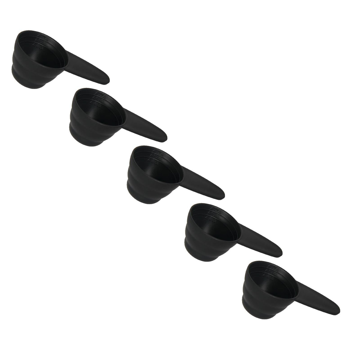 Quarter-Cup Measuring Scoops with Short Handles, Set of 5, Black Plastic