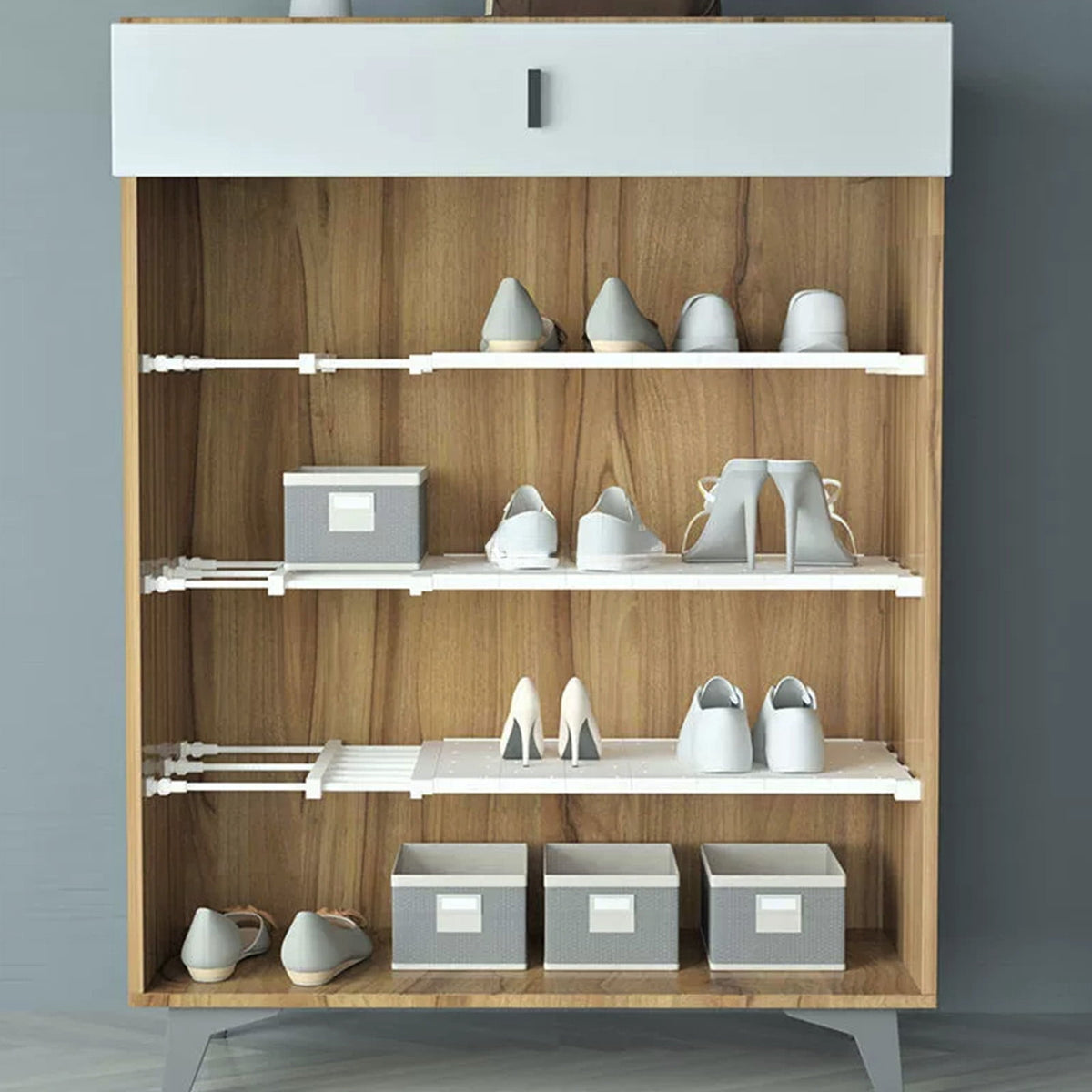 Expandable Tension Shelf for Closets and Cabinets, 15.4 to 23.6 Inches, No Drilling - Image 6