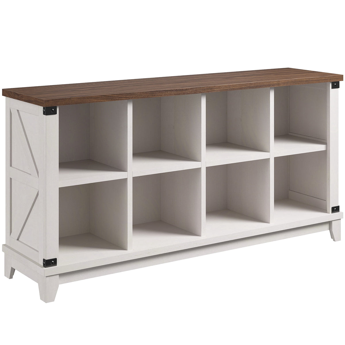 8-Cube Storage Organizer and Bookshelf, 49 Inch, Rustic Wood Grain, White